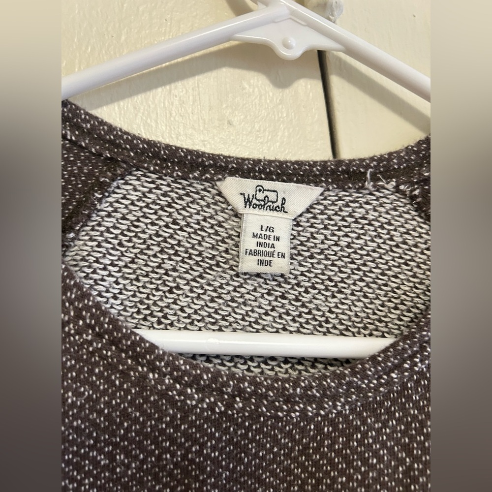 Vintage Woolrich Brown & Cream Short Sleeve Sweater Tee Size L